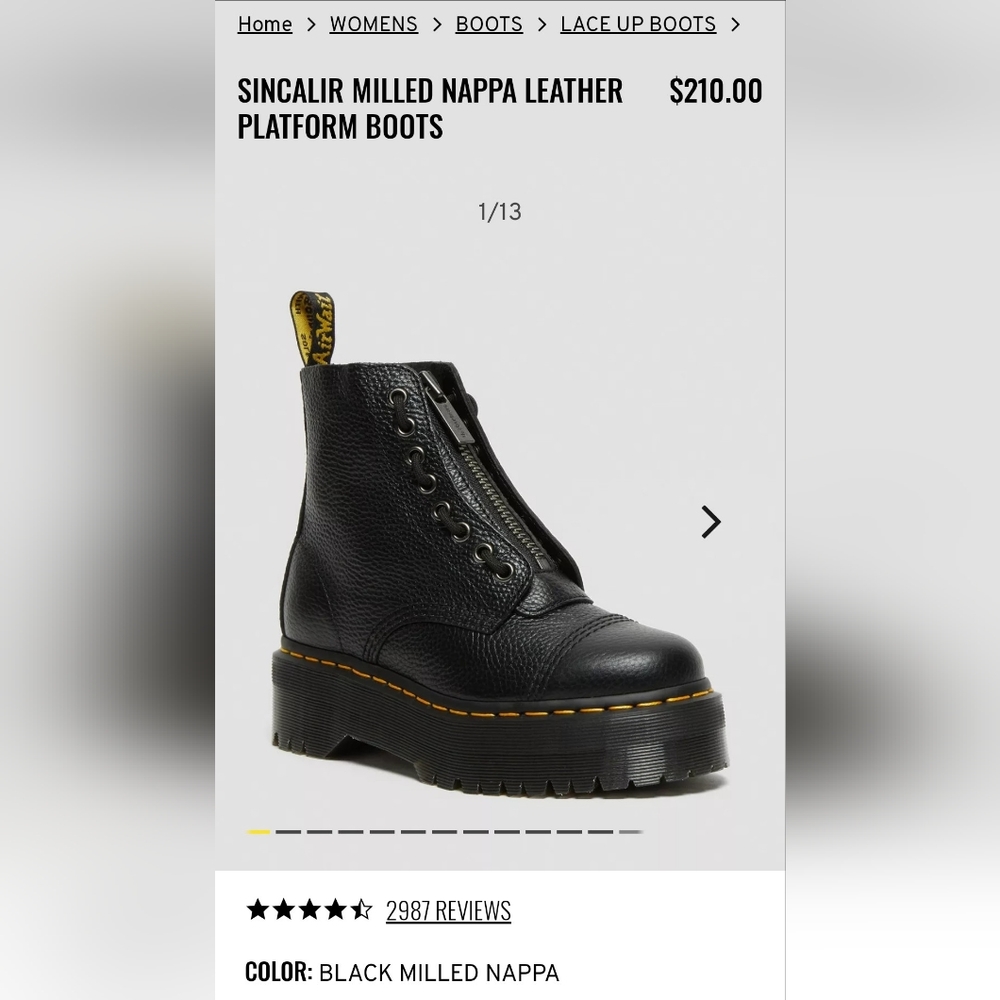 Doc martens SINCALIR MILLED NAPPA LEATHER PLATFORM BOOTS